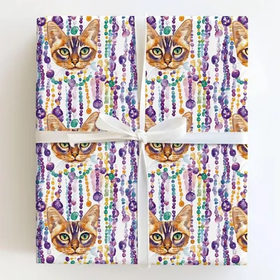 Mardi Gras Abyssinian - Gift Wrap for Christmas, Holidays Wrapping Paper, Christmas Wrapping Paper