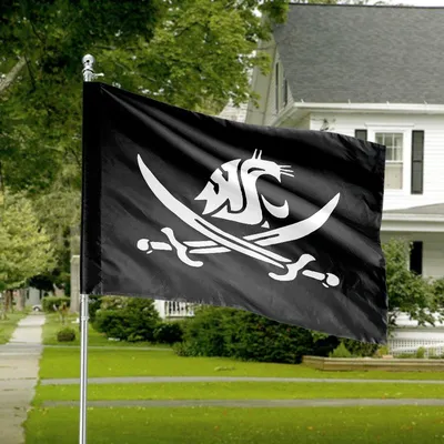 Pirate Swing Your Sword Horizontal House Flag, Skull And Swords, Wsu Coach Mike Leach Tribute Banner Horizontal House Flag