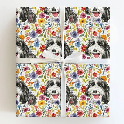 Garden with the Bernadoodle - Gift Wrap for Christmas, Holidays Wrapping Paper, Christmas Wrapping Paper