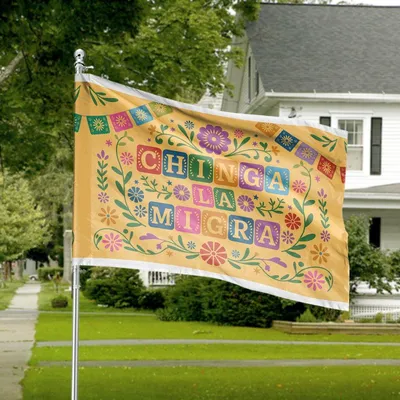 Chinga La Migra Horizontal House Flag, Mexican-Inspired Immigrant Rights Protest Design Horizontal House Flag