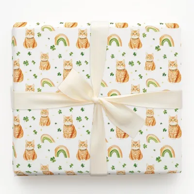 Rainbows with the Tabby - Gift Wrap for Christmas, Holidays Wrapping Paper, Christmas Wrapping Paper