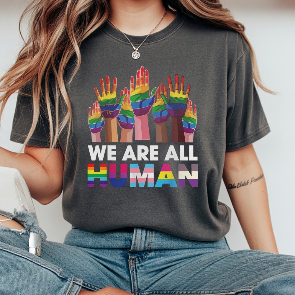 Summer Funny T-Shirt Rainbow Lgbt Lgbtq Transgender Gay Pride We Are All Human T-Shirt