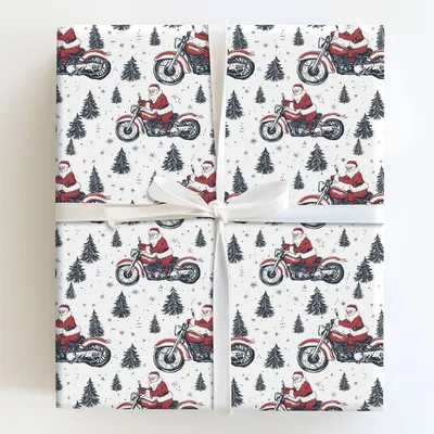 Santa's Hot Rod - Gift Wrap for Christmas, Holidays Wrapping Paper, Christmas Wrapping Paper