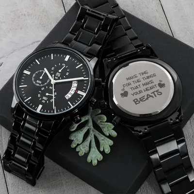 Make Time - Black Chronograph Watch Engraving Chronograph Watch