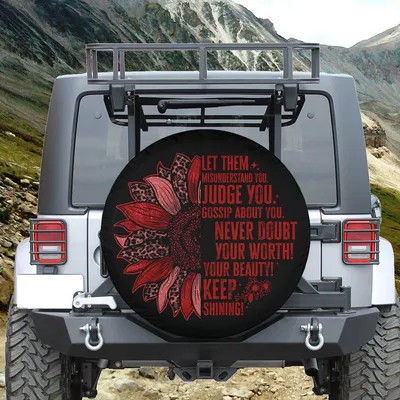 Let Them Tire Cover, Red Sunflower Tire Cover Compatible With Campers, Backup Camera Hole Spare Tire Covers For Women Spare Tire Cover