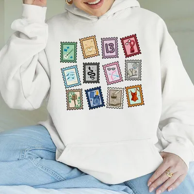 Taylor Swift Hoodie Eras Stamps Hoodie Eras Hoodie Cute Music Symbols Music Fan Gift Fit Cotton Womenswear Casual Ev