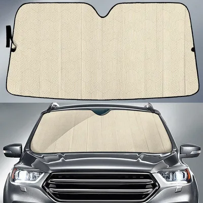 Golden Geometric Pattern Printed Car Sun Shades Cover Auto Windshield PrintSyde