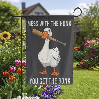 Mess With The Honk Goose Flag , Funny Meme Double Sided Vertical Yard Decor Vertical Garden Flag