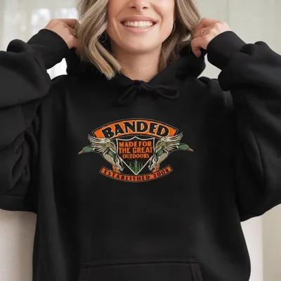 Banded Duck Hunting Hoodie “Made For The Great Outdoors” With Mallard Graphic,Outdoor Apparel For Men,Gift For Hunter