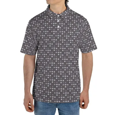Men'S Red Polo, Fine Speckled Dot Pattern, All-Over Design For Golf & Casual Polo Shirt