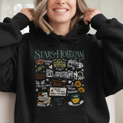 Stars Hollow Hoodie Cozy Small Town Graphic Hoodie Gilmore Girls Inspired Vintage Dragonfly Inn Lukea
