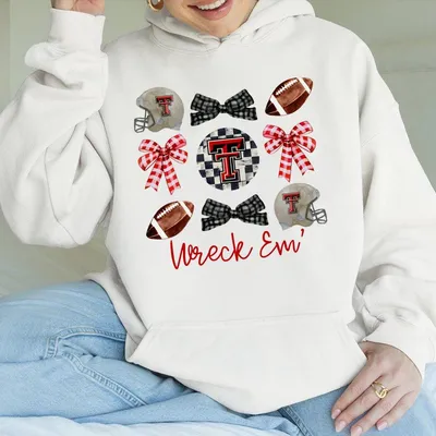 Texas Tech Wreck Em Cute Coquette Hoodie Football Coquette Hoodie Game Day Hoodie Football Hoodie Fall Football Hoodie Football