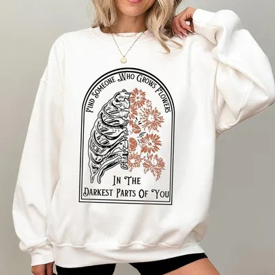 Zacch Bryannn Sweatshirt - Inspirational Ribcage And Flowers Graphic, Deep And Thoughtful Design, Perfec