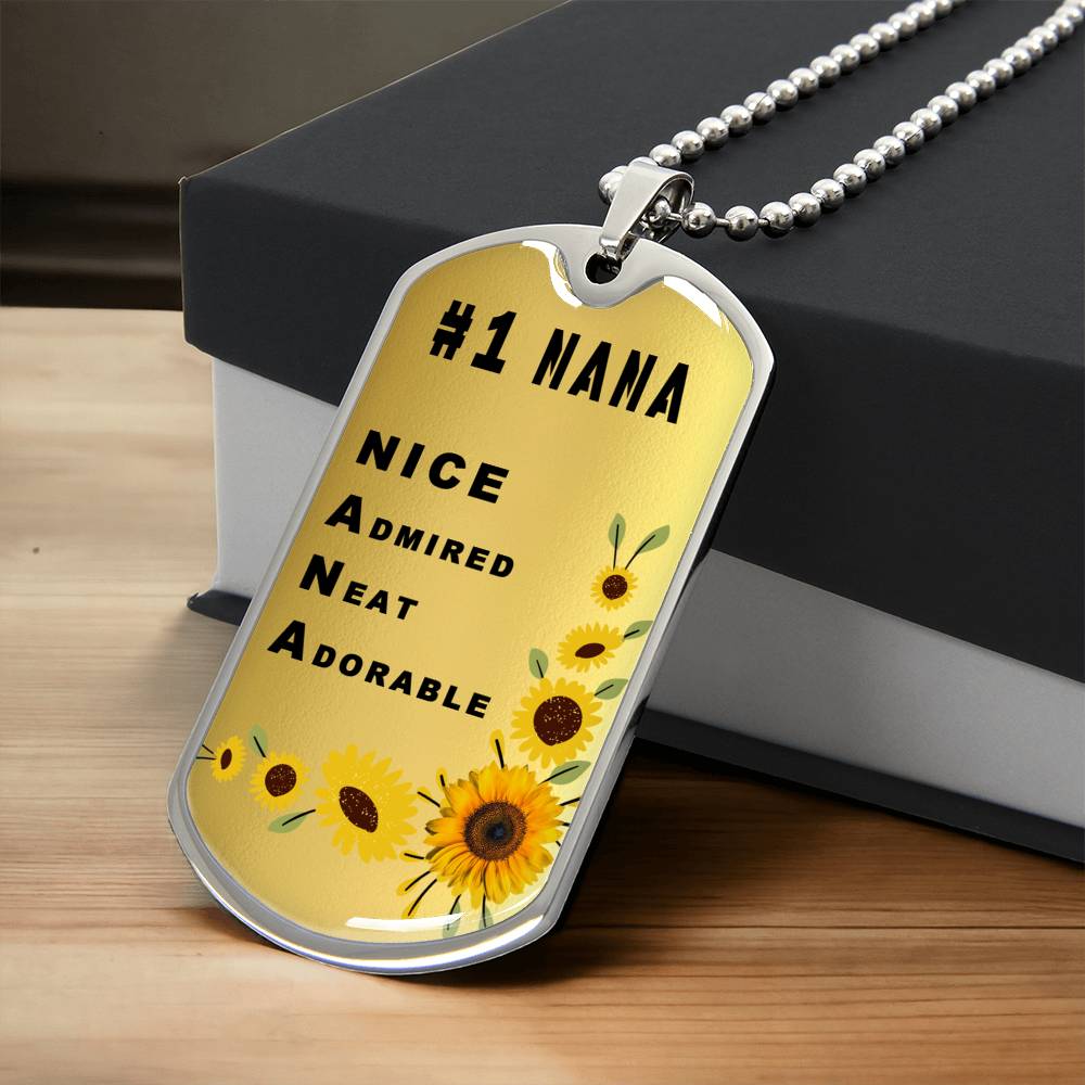 #1 Nana Personalized Dogtag Necklace Gold Mothers Day Gift - Army Tag Necklace, Dog Tag