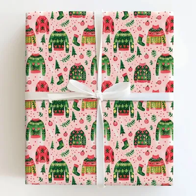 Sweater Aisle - Gift Wrap for Christmas, Holidays Wrapping Paper, Christmas Wrapping Paper