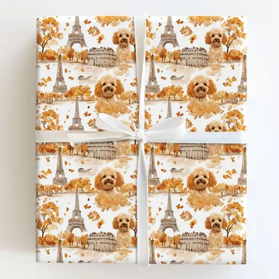 Paris with the Cavapoos - Gift Wrap for Christmas, Holidays Wrapping Paper, Christmas Wrapping Paper