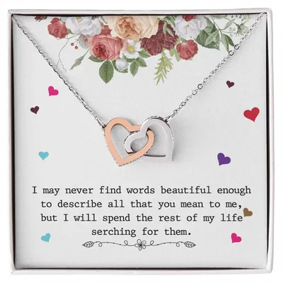 To My Wife Necklace - Anniversary Gift For Wife - Gift For Wife Interlocking Hearts Necklace