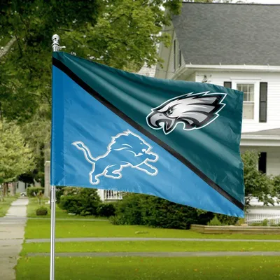 Philadelphia Eagles, Detroit Lions, House Divided Horizontal House Flag, Nfl Football Garden Decor, Double Sided Yard Banner Horizontal House Flag