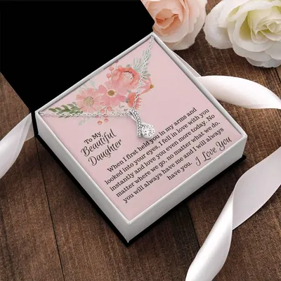 To My Beautiful Daughter - Ribbon Shaped Necklace Alluring Beauty Necklace