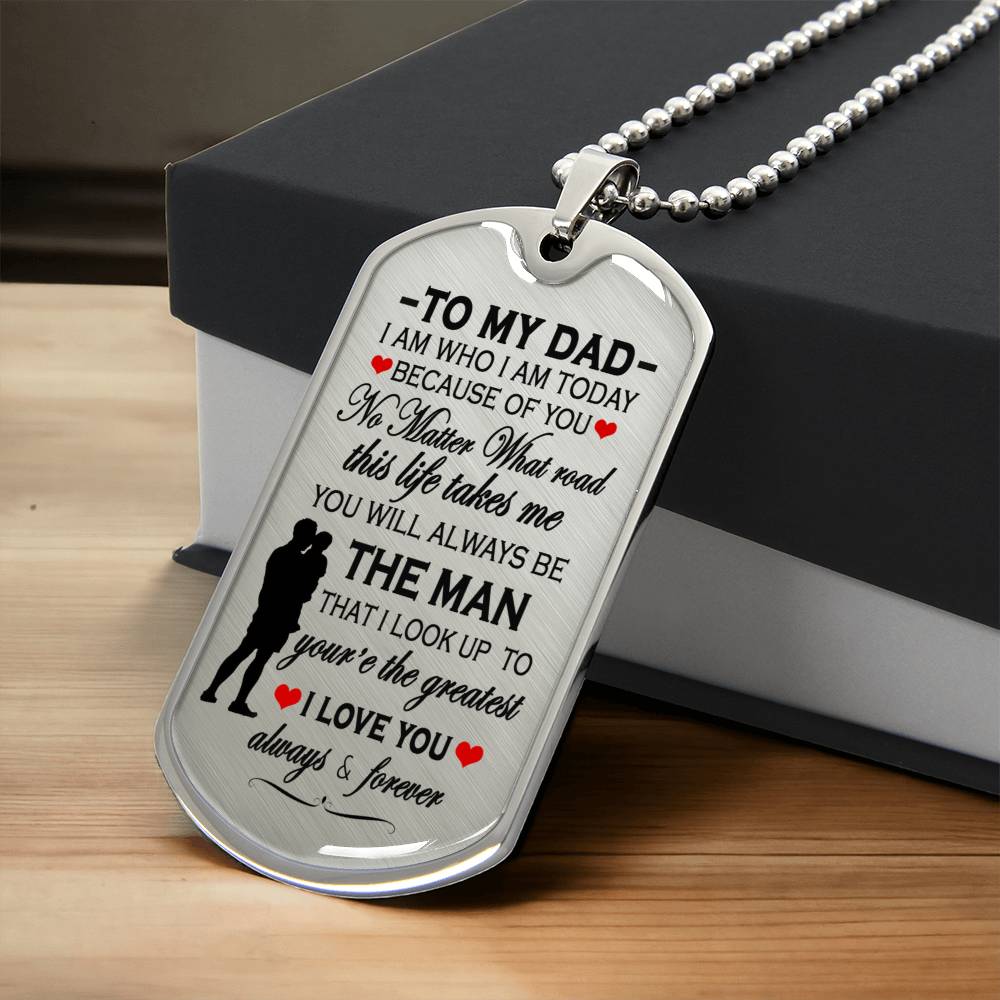 Father's Day Gift Personalized Message Engraved On Backside - Army Tag Necklace, Dog Tag