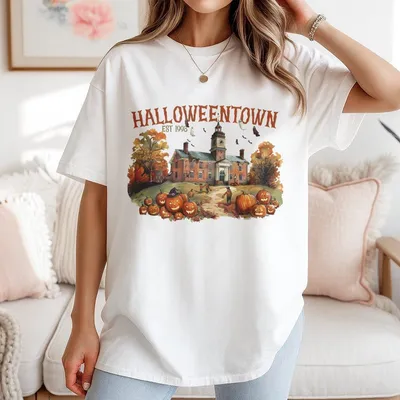 Retro University Style Halloweentown Est 1998 T-Shirt Vintage Halloween Crewneck For Fall Unisex Pullover For Men