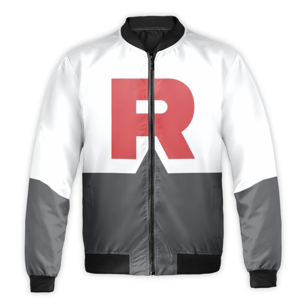 Minimalist Red Letter R Black White Color Block Graphic Bomber Jacket ...