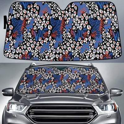 Blue Tone Large Leopard Skin Texture Car Sun Shades Cover Auto Windshield PrintSyde