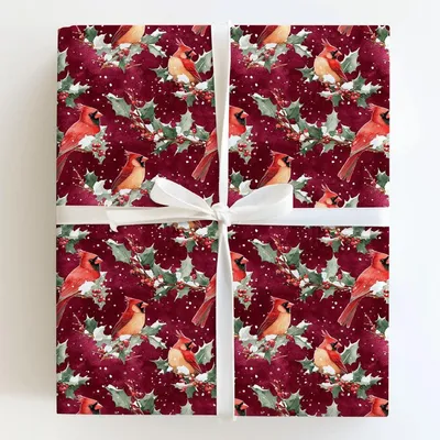 Crimson Cardinal - Gift Wrap for Christmas, Holidays Wrapping Paper, Christmas Wrapping Paper
