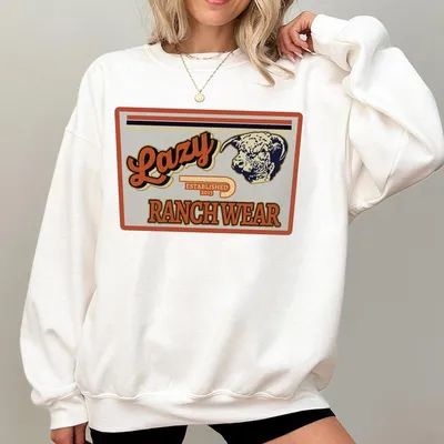 Lazy Ranch Retro Ranchwear  Sweatshirt Sweatshirt Sweatshirt Gift For Fan Menswear Womenswear Casual Cotton Sweatshirt Gild