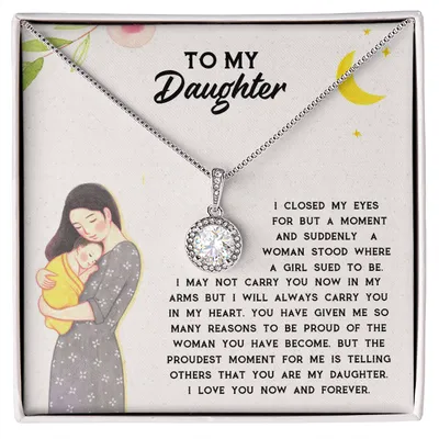 To My Daughter I Love You Now And Forever Love Knot Neckless For Daughter, Gift For Daughter From Mom, Birthday Gift Daughter Graduation Gift, Daughter Birthday Gift From Mom, Christmas Gift, Grown Up Daughter, Anniversary, Lovingly Mom