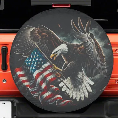 Eagle Patriotic Spare Tire Cover, Cars Tire Cover, With_without Camera Hole Spare Tire Cover