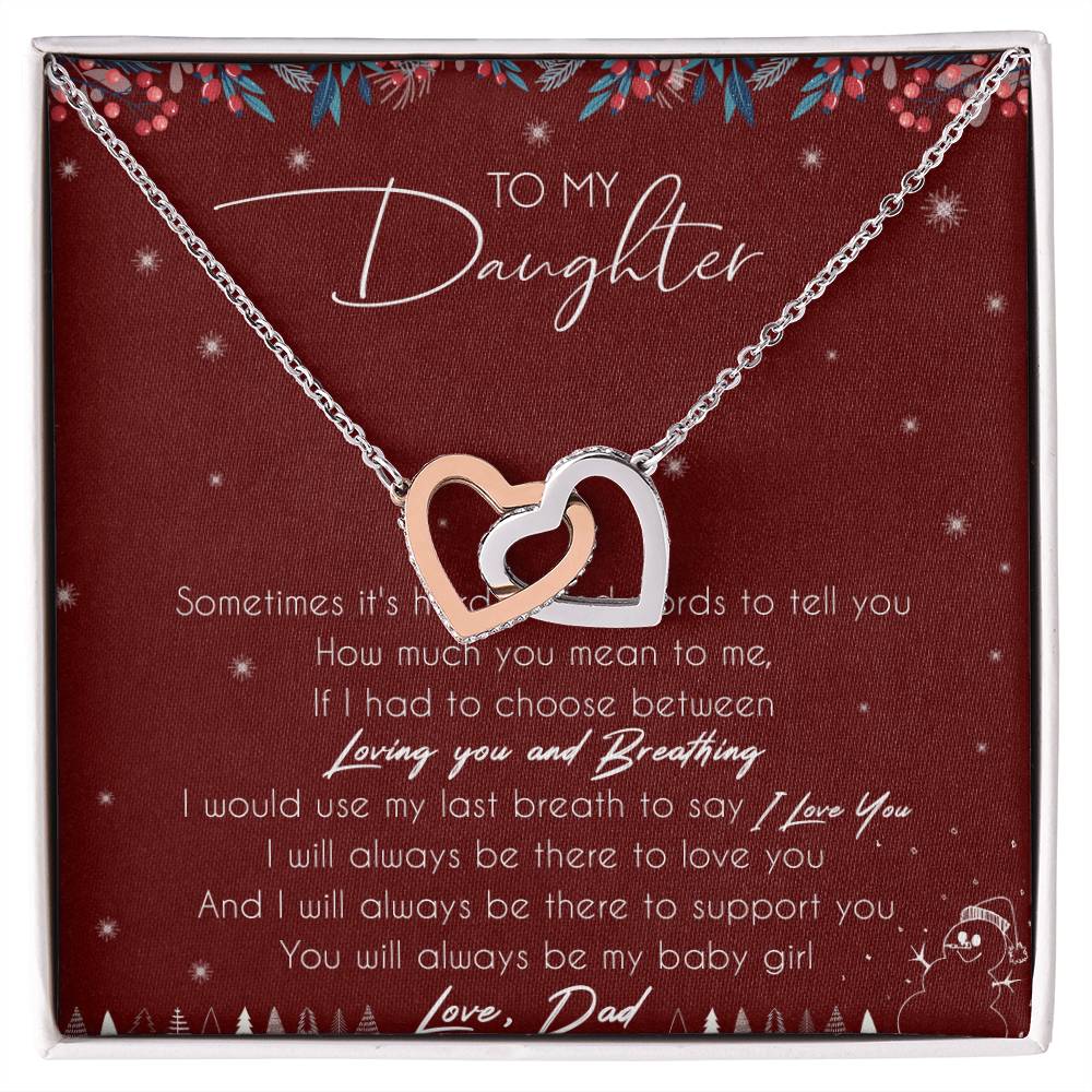 To My Daughter Interlocking Hearts Necklace Message Card