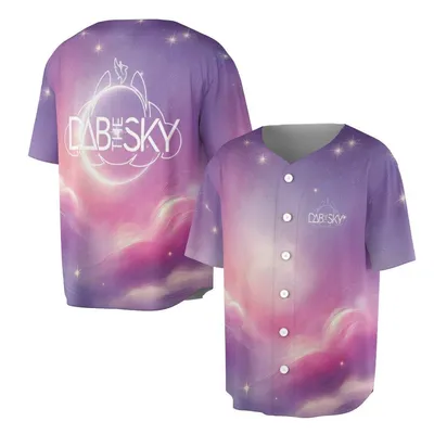 Dab The Sky All-Over Print Baseball Jersey, Galaxy Sky Fantasy Baseball Jersey, Cosmic Starry Night Button-Up, Purple Pink Dreamcore Apparel