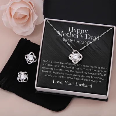 Happy Mother's Day To My Beautiful Wife Love Knot Necklace, Mother's Day Gift For Wife, Husband To Wife Necklace, Valentines Gift For Her, Necklace For Wife, Wife Anniversary, My Beautiful Wife Necklace, Necklace Present For Wife, Wife Birthday