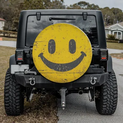 Vintage Smiley With Camera Hole Spare Tire Cover With Backup Camera Hole Spare Tire Cover