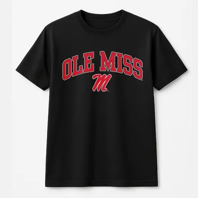 Mississippi Ole Miss Rebels Arch Over Blue T-Shirt Cotton Casual Menswear Top