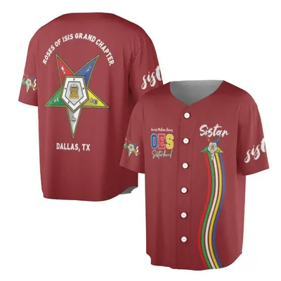 Oes Jersey, Roses Of Isis Grand Chapter Sister Baseball Jersey, Dallas Texas Lodge Regalia