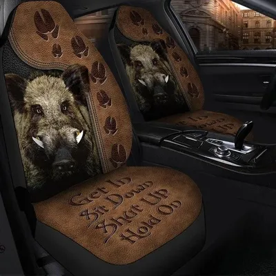 Wild Boar Get In Sit Down Funny Car Seat Covers Universal Fit