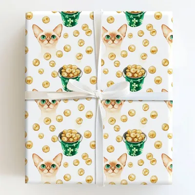 Golden with the Cornish Rex - Gift Wrap for Christmas, Holidays Wrapping Paper, Christmas Wrapping Paper