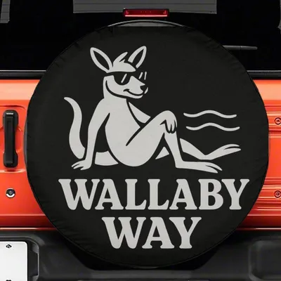 Cool Wallaby Spare Tire Cover, Kangaroo With Sunglasses Design, Funny Animal Universal Fit, Outback Vehicle Accessory, Waterproof Spare Tire Cover