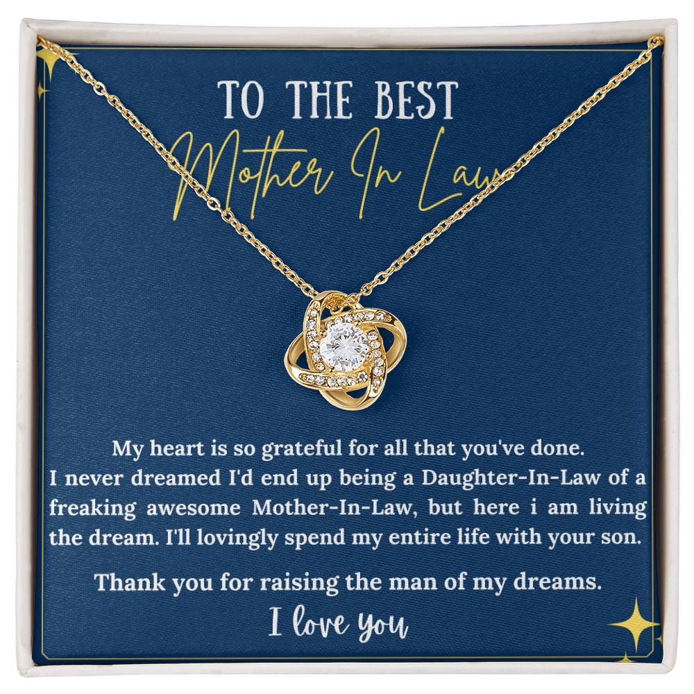 Mother in Law Gift, Mother of the Groom Necklace, Future Mother in Law Love Knot Necklace