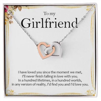 To My Girlfriend - Love Card And Necklace S005 Interlocking Hearts Necklace