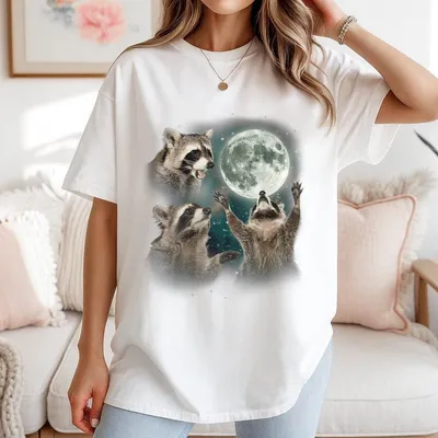Three Raccoons Vintage T-Shirt Lovers Funny Raccon T-Shirt Cotton Top For Men Women Graphic T-Shirt Gift For Her Y2k