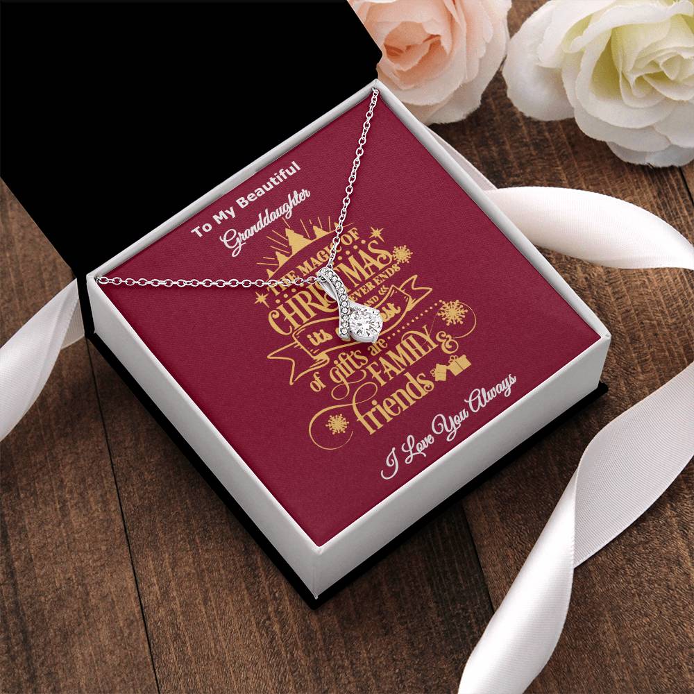 To My Beautiful Granddaughter The Magic Of Christmas Is Family And Friends Message Card Necklace I Love You Always Alluring Beauty Necklace