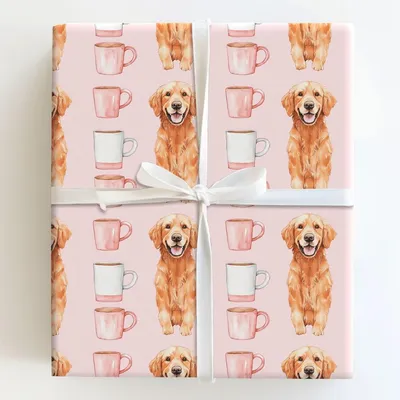 Coffee Day with the Red Golden - Gift Wrap for Christmas, Holidays Wrapping Paper, Christmas Wrapping Paper