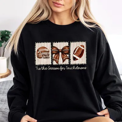 Football Sweatshirt Tis The Season For Touchdowns Sweatshirt Retro Game Day Sweatshirt Football Mom Gift Mama Season Top