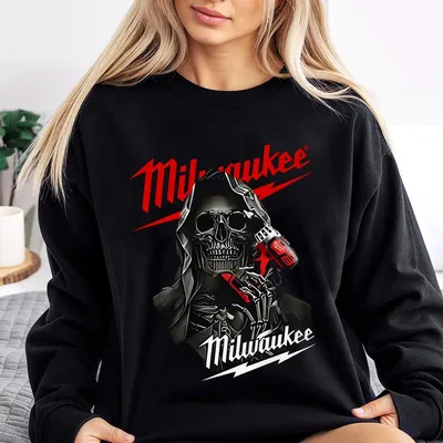 Milwaukee Tools Ghost Face With Chainsaw Sweatshirt Halloween Character Graphic Cotton Sweatshirt - Copy