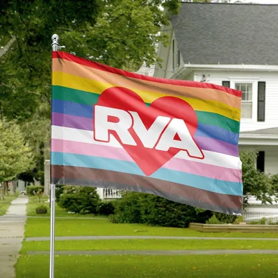 Rva Progress Pride Red Heart Local Community House Flag Richmond Lgbtq+ Decor Horizontal House Flag
