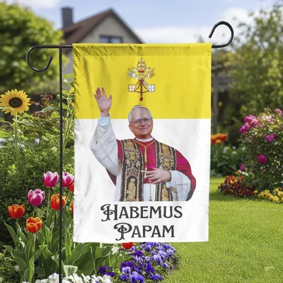 Pope Leo Xiv Flag Habemus Papam Garden Flag, House Flag Decor Vertical Garden Flag