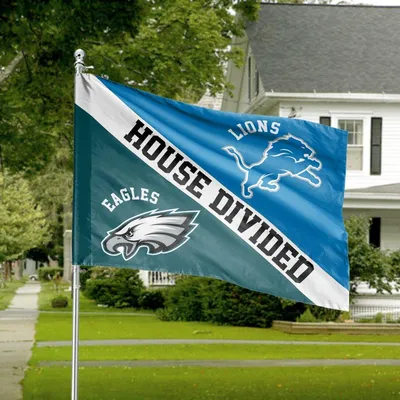 Eagles Vs Lions House Divided Flag, Nfl Football Rivalry Garden Banner, Eagles Lions Home Decor, Professional Sports Fan Flag, Double Sided Outdoor Flag Horizontal House Flag